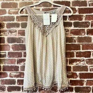 Elena Baldi Polka Dot Lace Tank Top